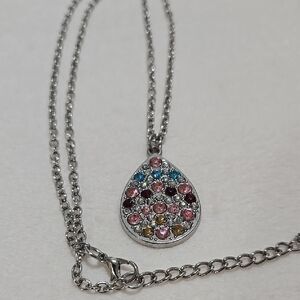 Multicolor Teardrop Pendant Necklace